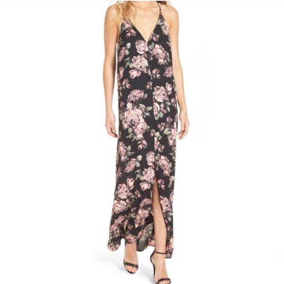 Leith Dresses & Skirts - LEITH BLACK AND PINK FLORAL MAXI DRESS